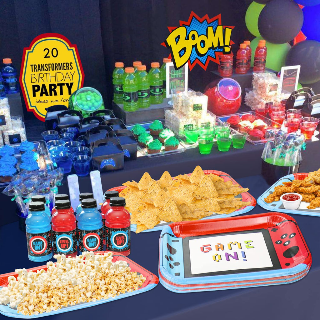 80 Pack 11-Inch Controller Paper Plates for Video Game Birthday Party - Blue