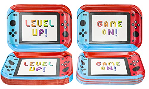 80 Pack 11-Inch Controller Paper Plates for Video Game Birthday Party - Blue