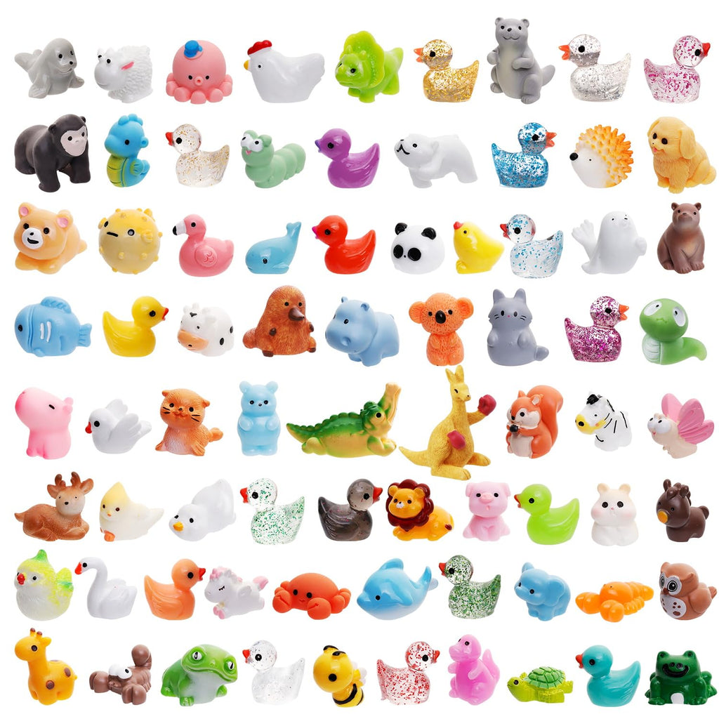 80-Piece Mini Resin Animals Set - Assorted Tiny Figurines for Fairy Gardens, Dollhouses & Crafts
