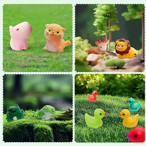 80-Piece Mini Resin Animals Set - Assorted Tiny Figurines for Fairy Gardens, Dollhouses & Crafts