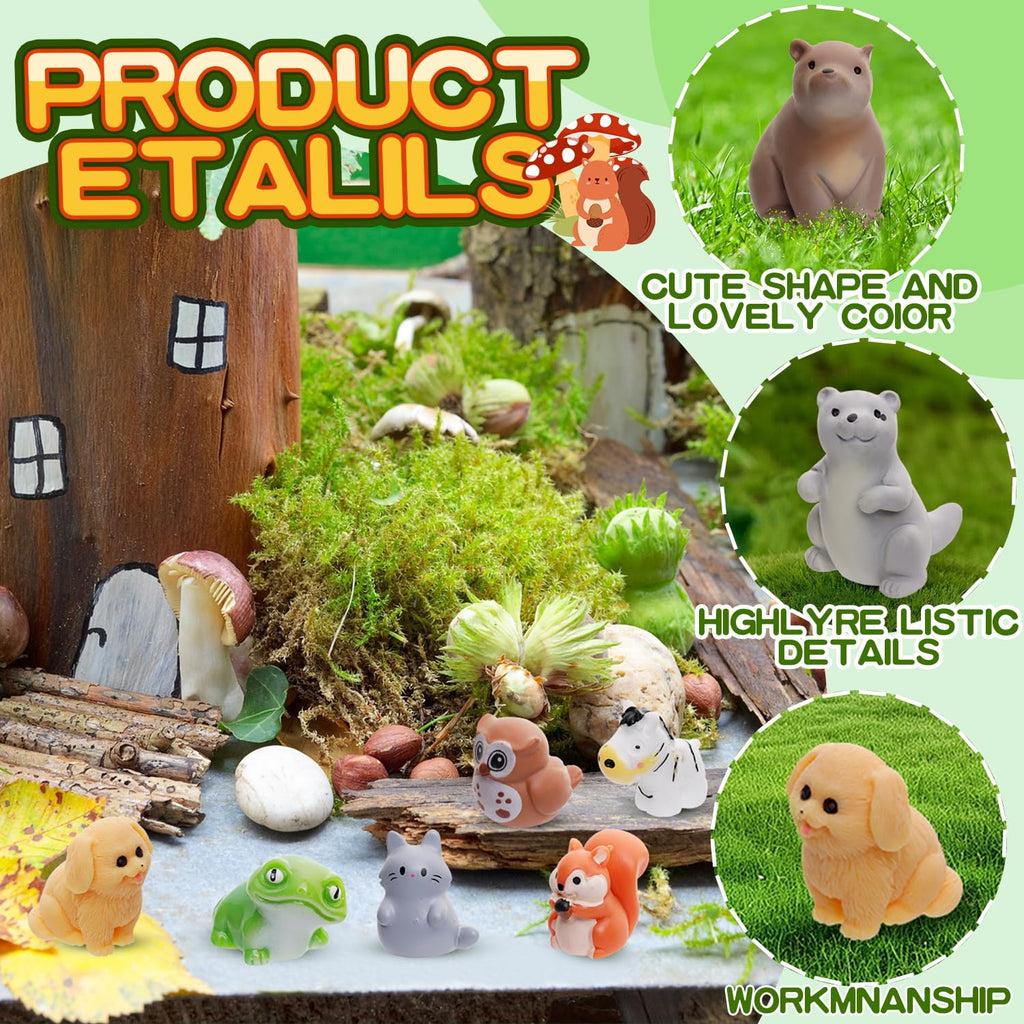 80-Piece Mini Resin Animals Set - Assorted Tiny Figurines for Fairy Gardens, Dollhouses & Crafts