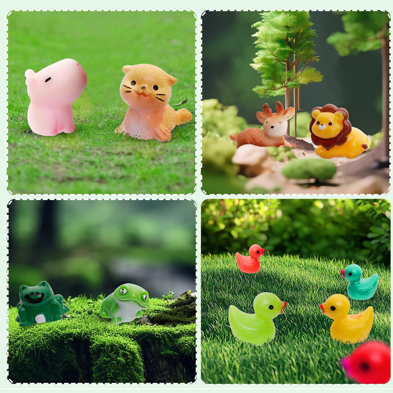 80-Piece Mini Resin Animals Set - Assorted Tiny Figurines for Fairy Gardens, Dollhouses & Crafts