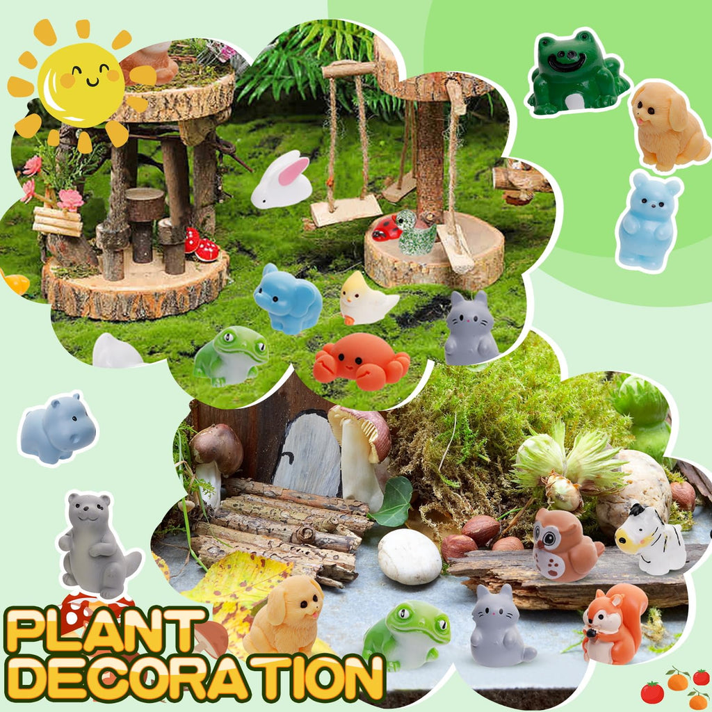 80-Piece Mini Resin Animals Set - Assorted Tiny Figurines for Fairy Gardens, Dollhouses & Crafts