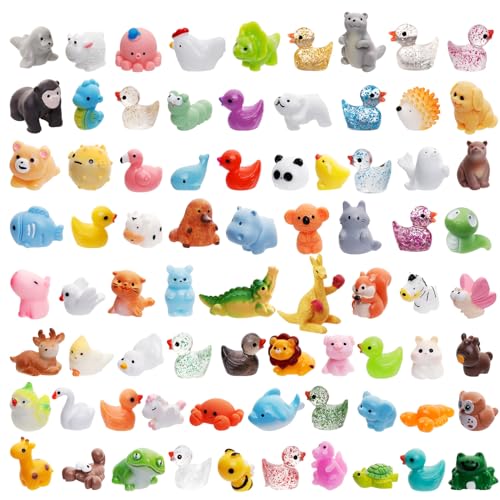 80-Piece Mini Resin Animals Set - Assorted Tiny Figurines for Fairy Gardens, Dollhouses & Crafts