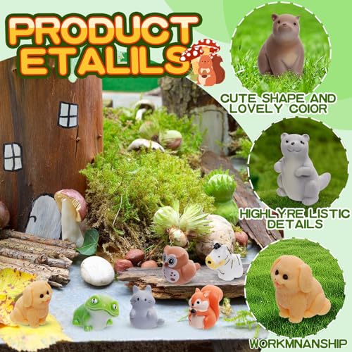 80-Piece Mini Resin Animals Set - Assorted Tiny Figurines for Fairy Gardens, Dollhouses & Crafts