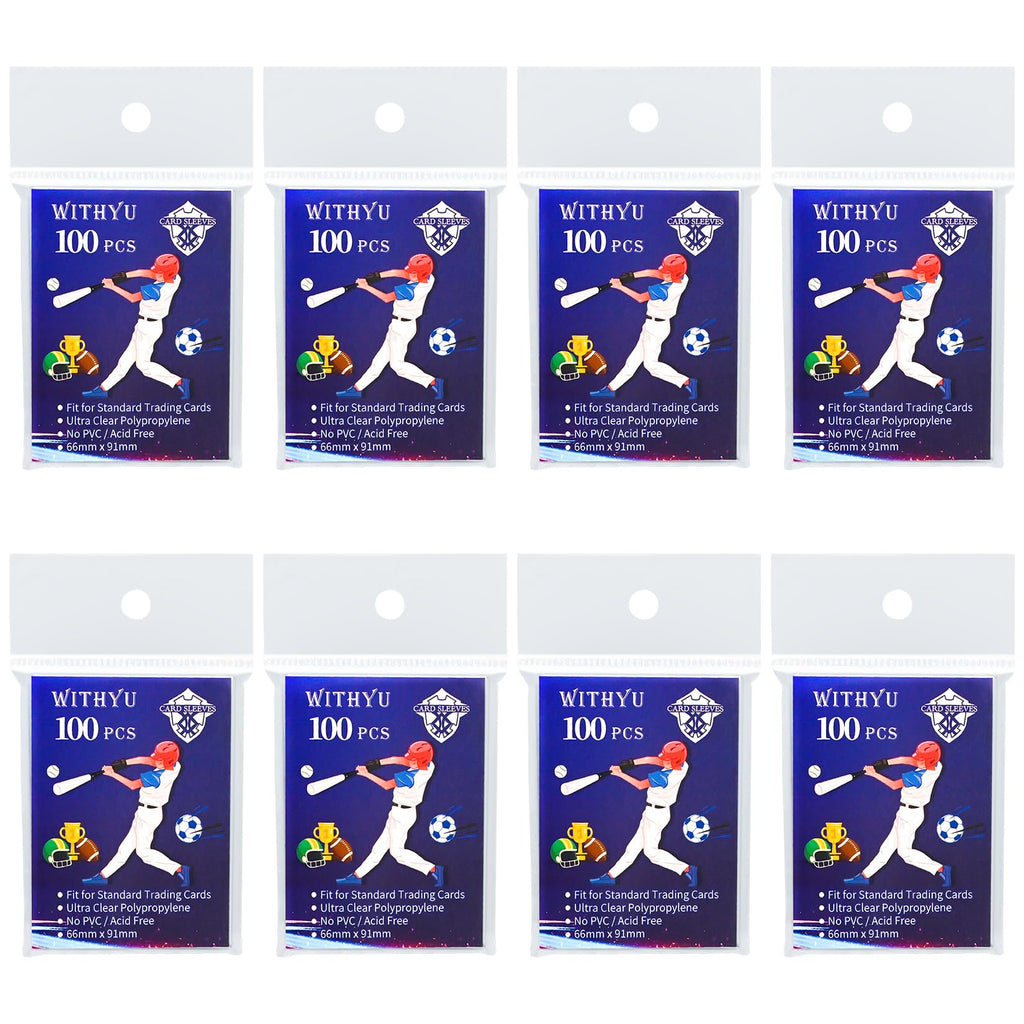 800 Pcs Soft Trading Card Sleeves, Top-Loading Ultra-Clear Protectors for Standard Cards - WITHYU