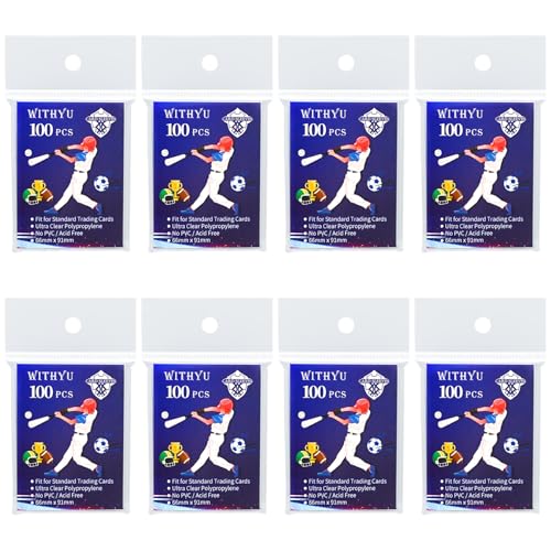 800 Pcs Soft Trading Card Sleeves, Top-Loading Ultra-Clear Protectors for Standard Cards - WITHYU