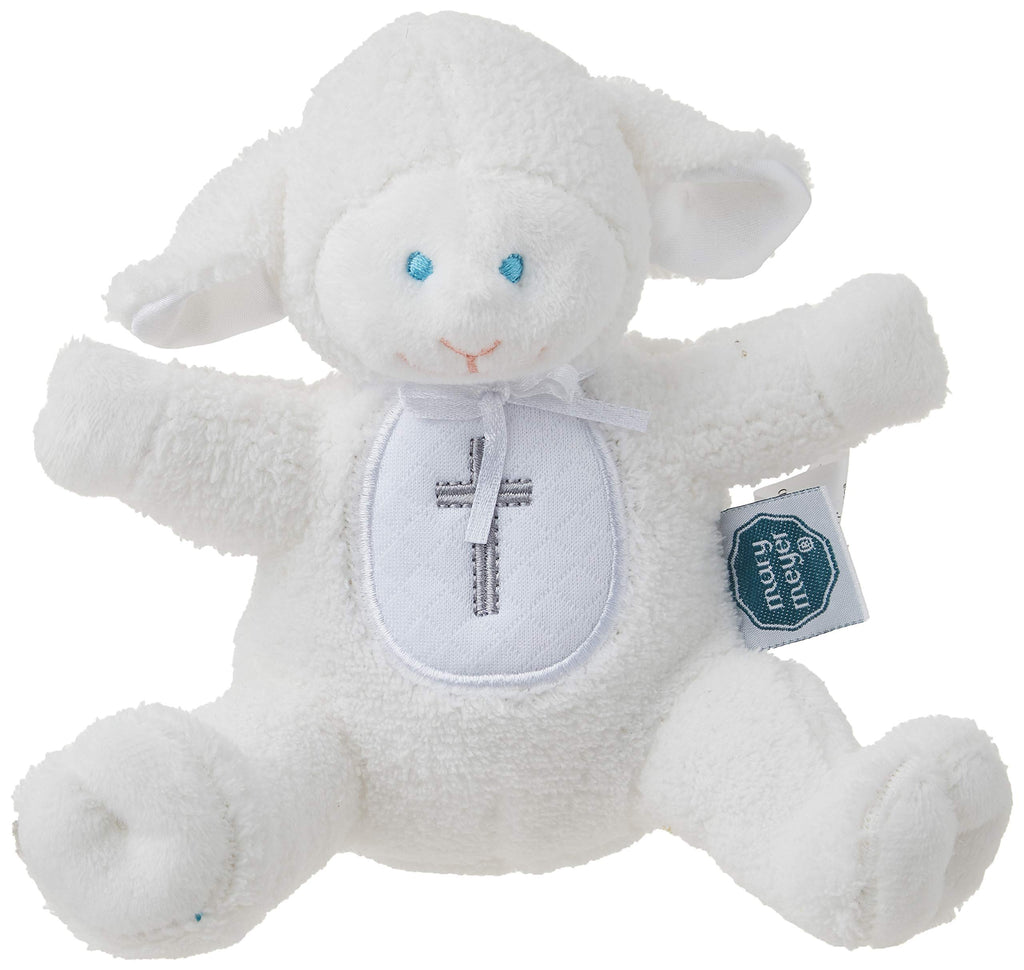 Mary Meyer Christening Lamb Rattle, 5-Inch Plush Baby Toy with Embroidered Cross