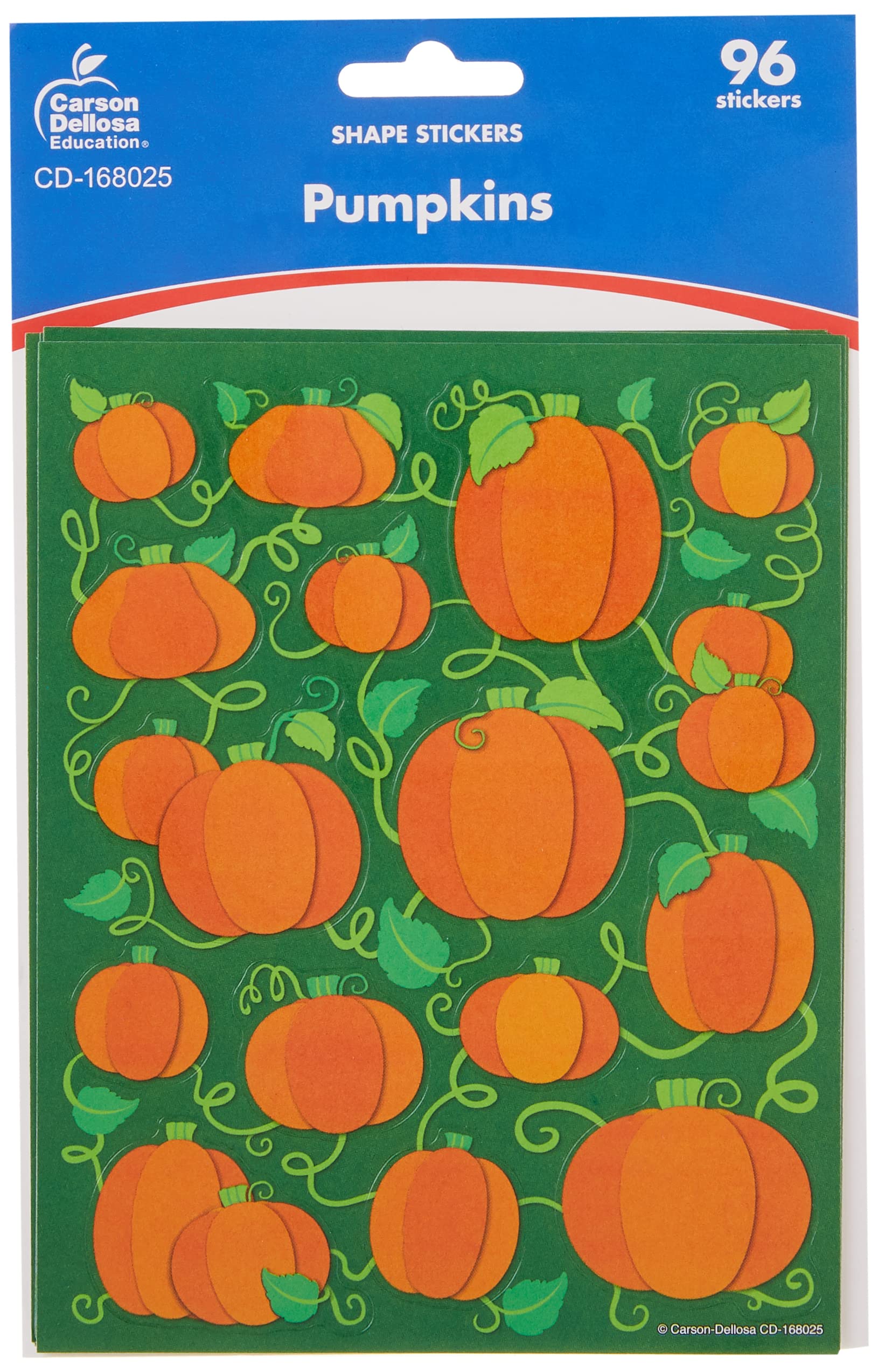 Carson Dellosa Pumpkin Stickers – 96 Fall & Halloween Stickers for Kids, Classroom Rewards & Thanksgiving Crafts