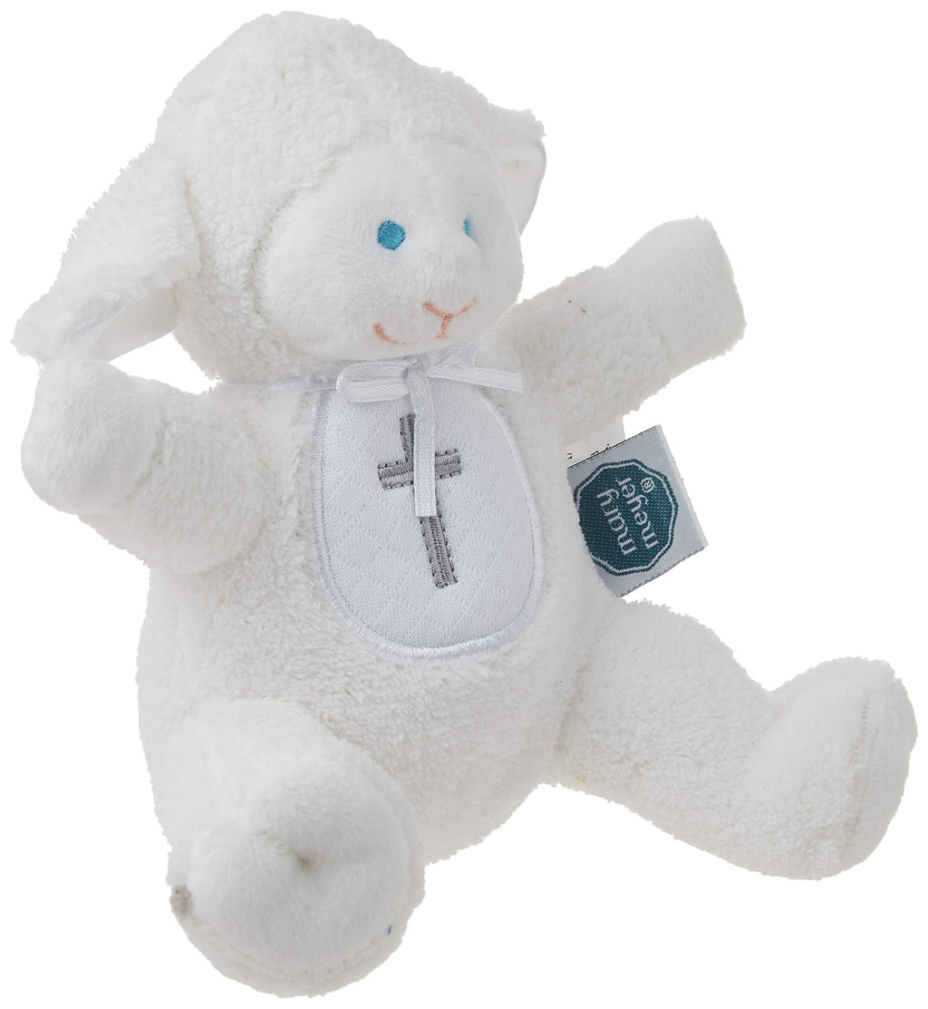 Mary Meyer Christening Lamb Rattle, 5-Inch Plush Baby Toy with Embroidered Cross
