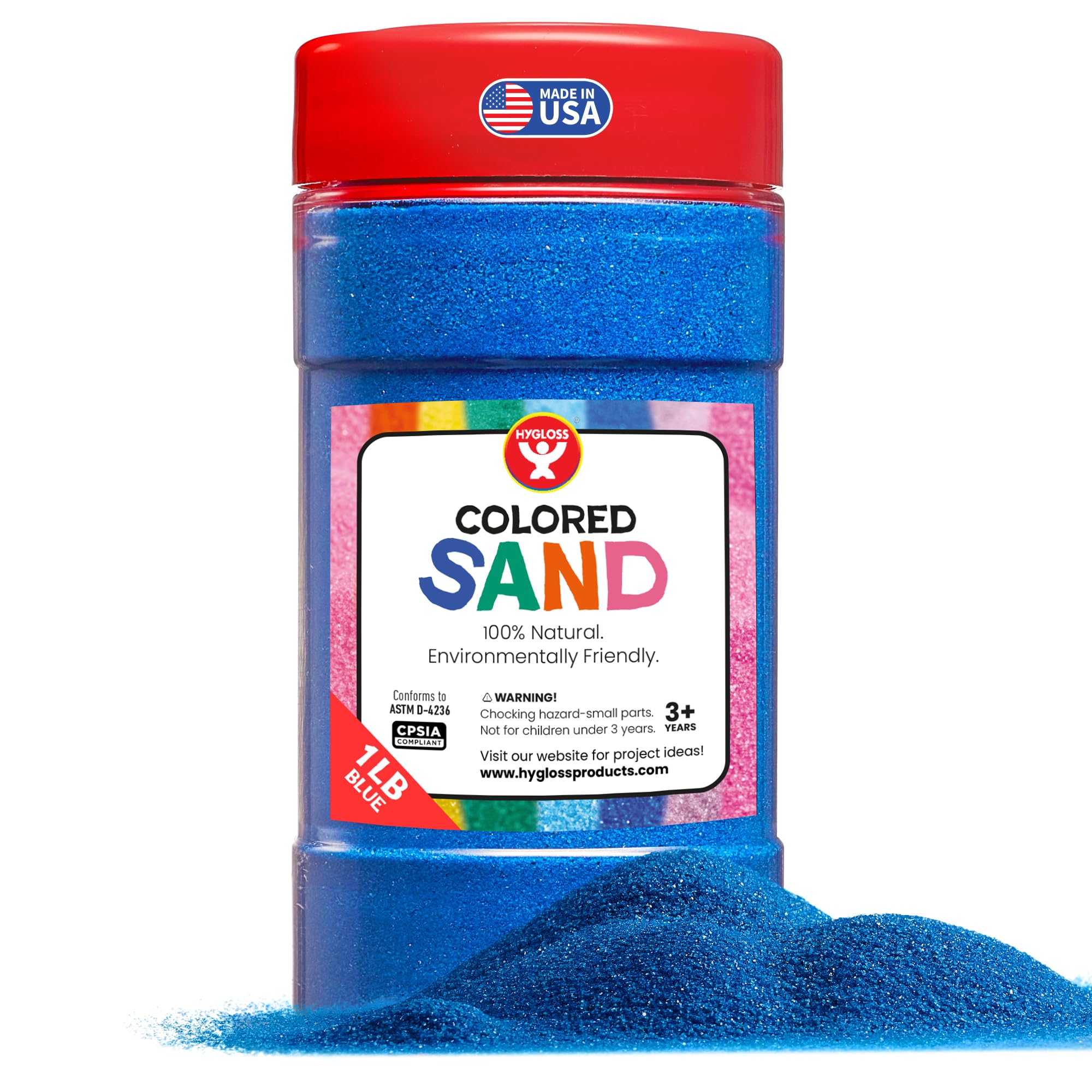 Hygloss Blue Craft Sand: Vibrant 1 lb Fine Sand for Sensory Play & Sand Art Projects – Kid-Safe Ages 3+