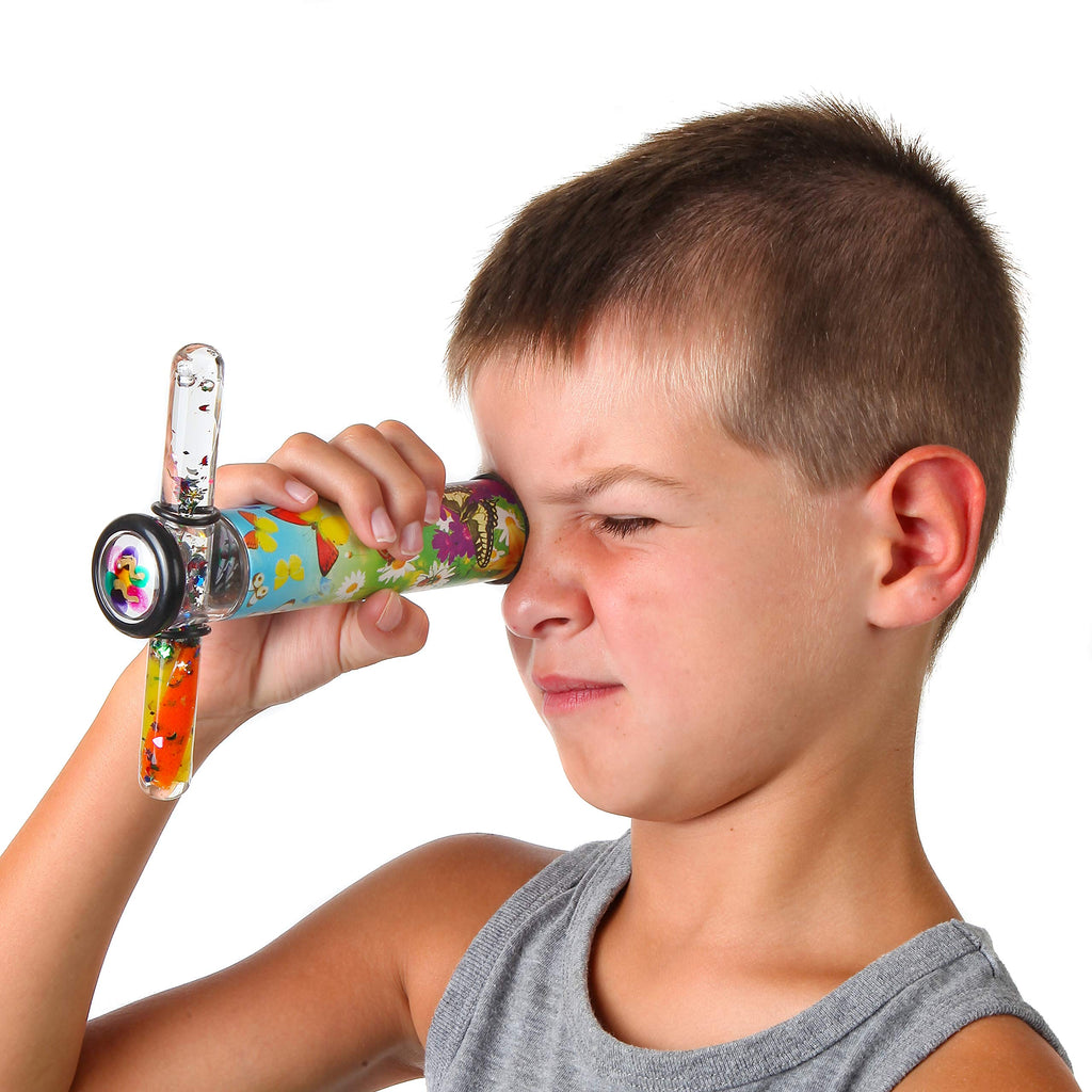 Playlearn Kaleidoscope Glitter Wand – 6" Kids Sensory Toy with Calming Spiral Effects
