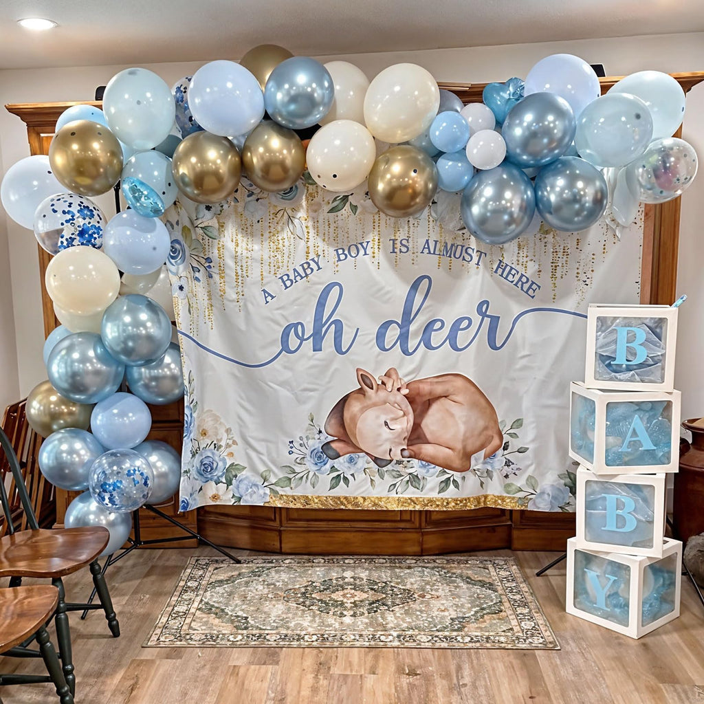 Govpy 60-Pack Dusty Blue and Gold Balloons, 12 Inch Metallic Confetti Party Set for Baby Shower, Wedding, Gender Reveal
