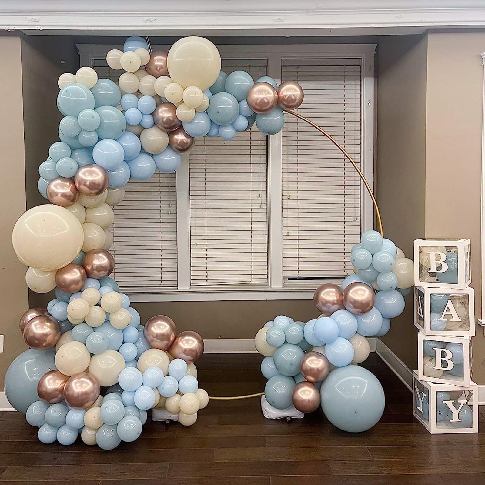 Govpy 60-Pack Dusty Blue and Gold Balloons, 12 Inch Metallic Confetti Party Set for Baby Shower, Wedding, Gender Reveal