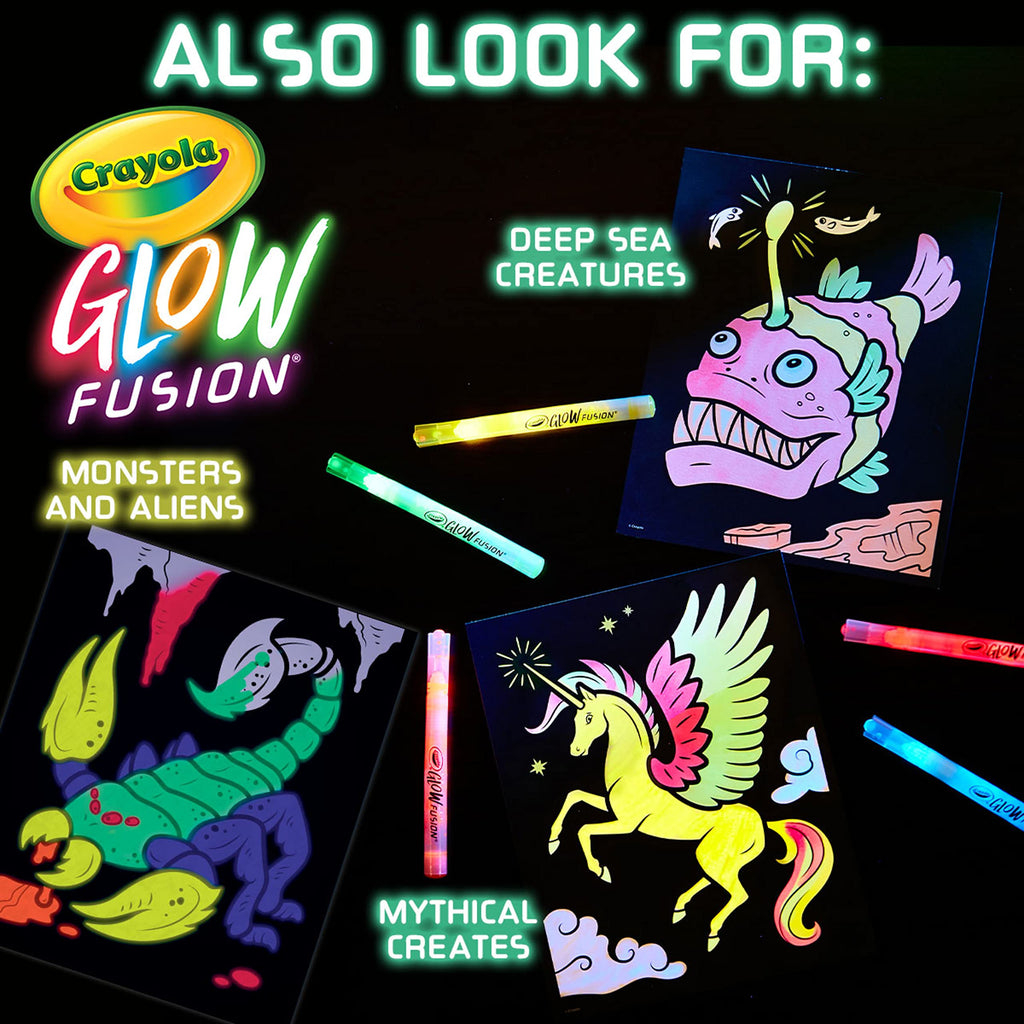Crayola Glow Fusion Monster & Alien Coloring Kit: Light Up the Dark with 5 Glow Markers