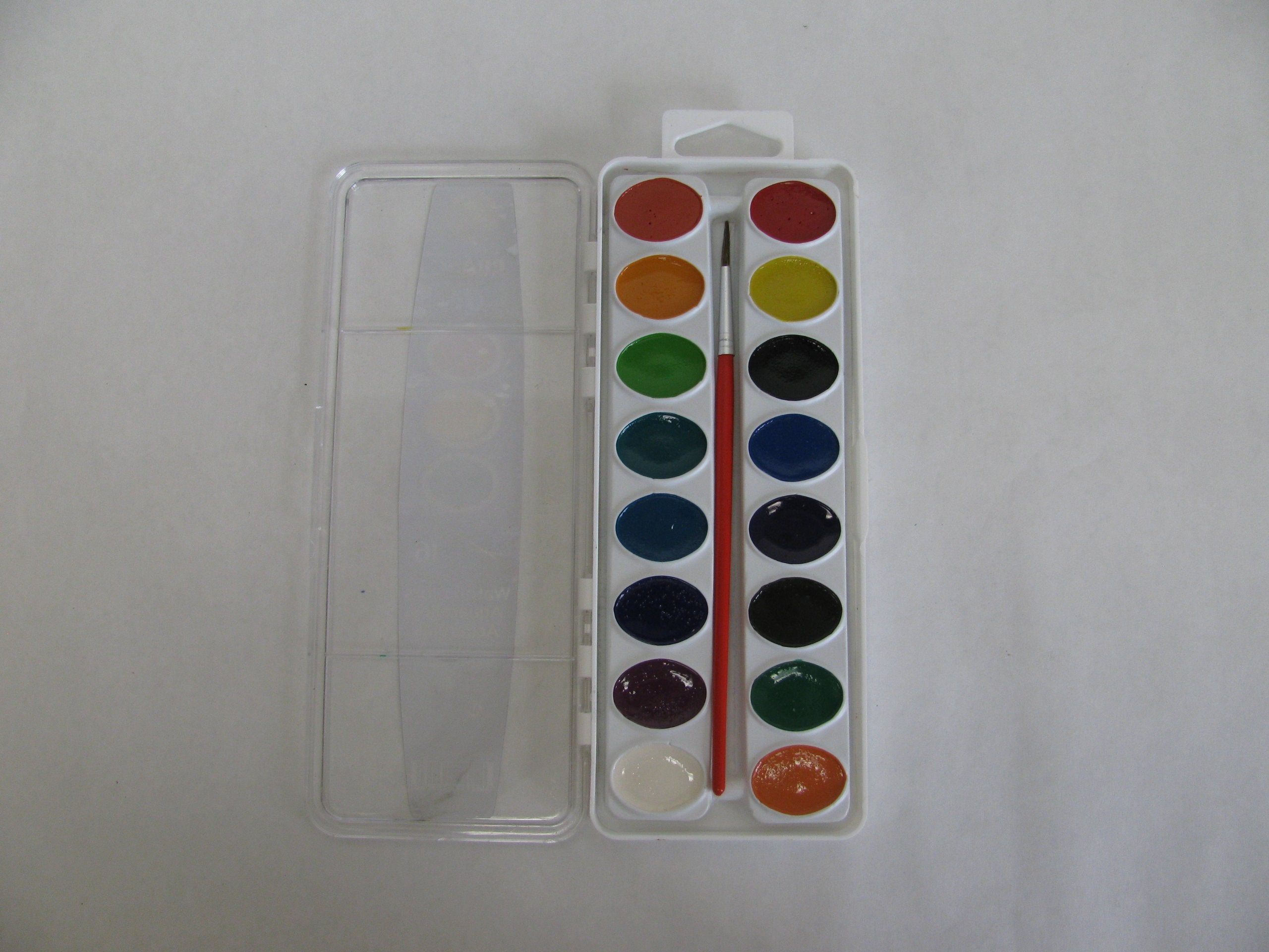 Prang Washable Semi-Moist Watercolor Set – 16 Assorted Colors & Brush, Safe and Easy Clean-Up