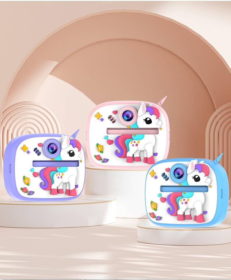 8MP Kids Instant Print Digital Camera – Puppy & Piggy Design, 1080P Video, Includes Print Rolls & Lanyard (SD Card Not Included)