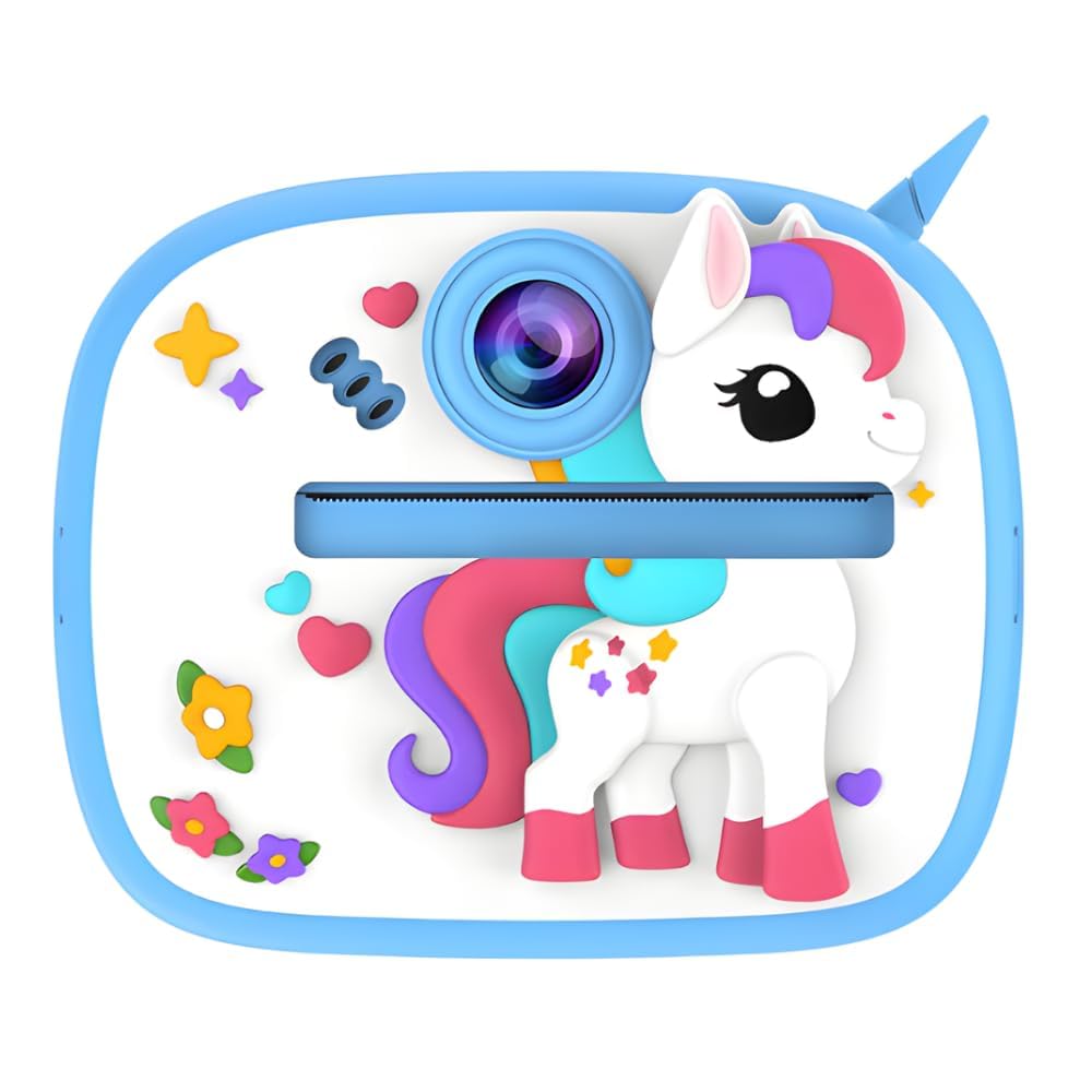 8MP Kids Instant Print Digital Camera – Puppy & Piggy Design, 1080P Video, Includes Print Rolls & Lanyard (SD Card Not Included)