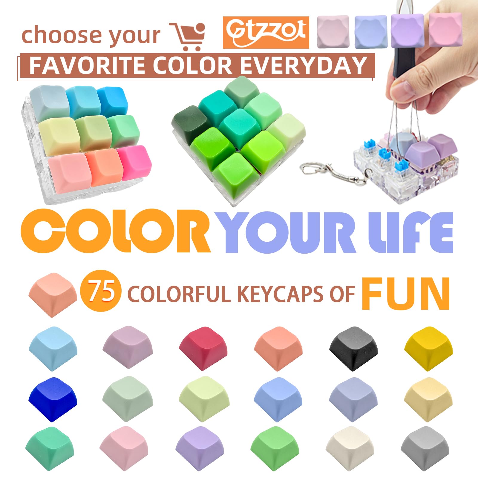 9-in-1 Keyboard Fidget Toy with 70+ Removable Keycaps – Clicky, Creamy & Silent Switches, Cat Paw Designs, Gift Box