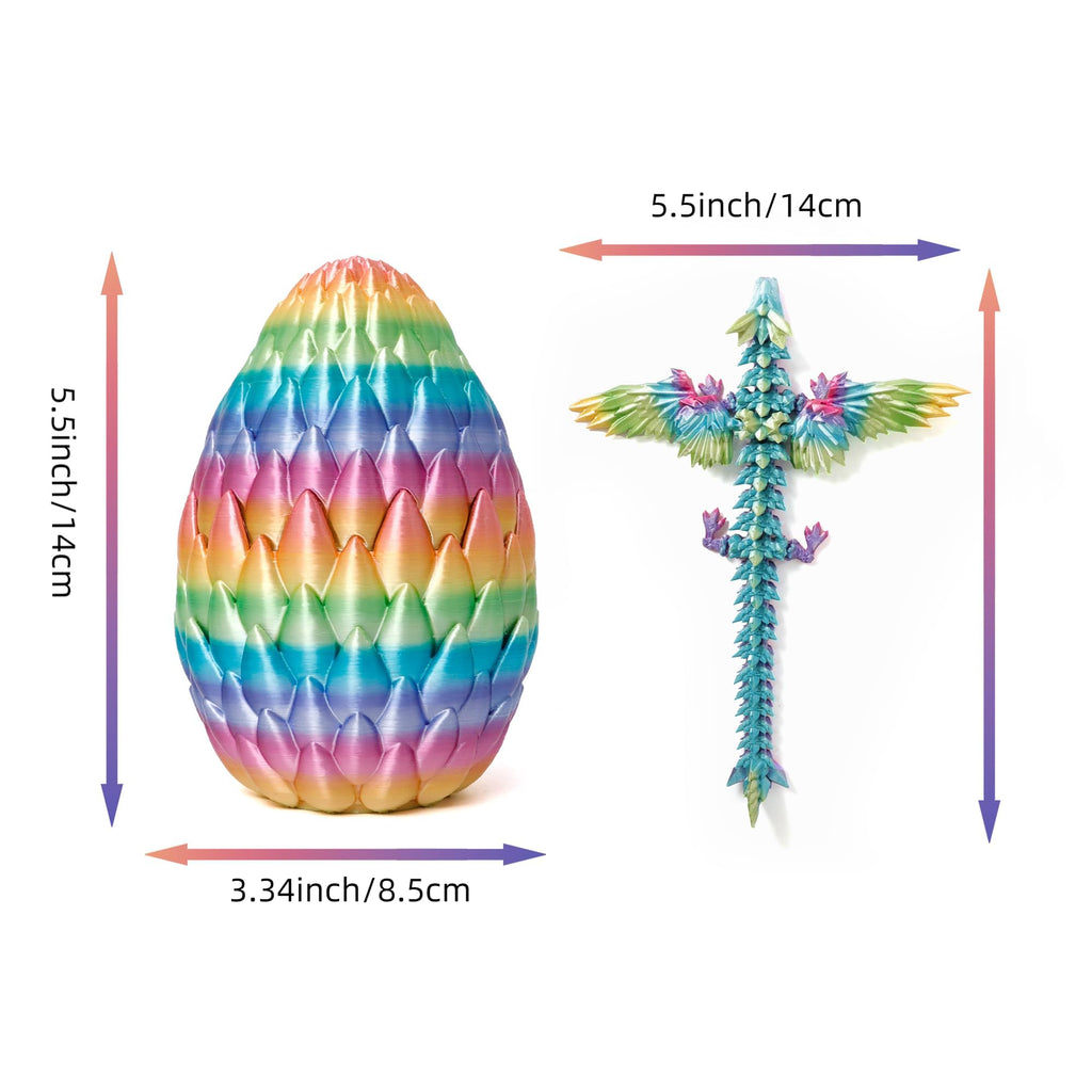 9-Inch Articulated Dragon in a Rainbow Egg – Poseable Fidget Toy & Desk Decor for Fantasy Fans