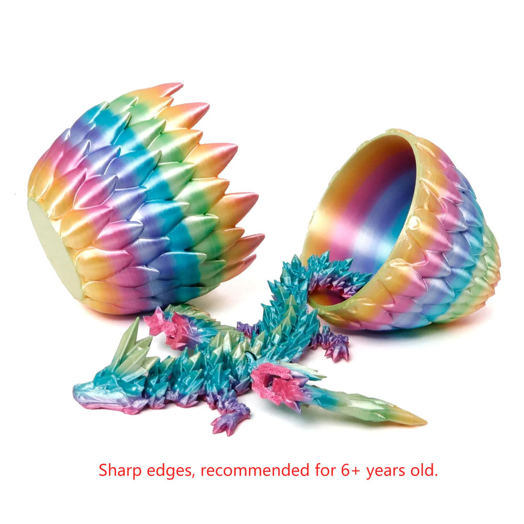 9-Inch Articulated Dragon in a Rainbow Egg – Poseable Fidget Toy & Desk Decor for Fantasy Fans