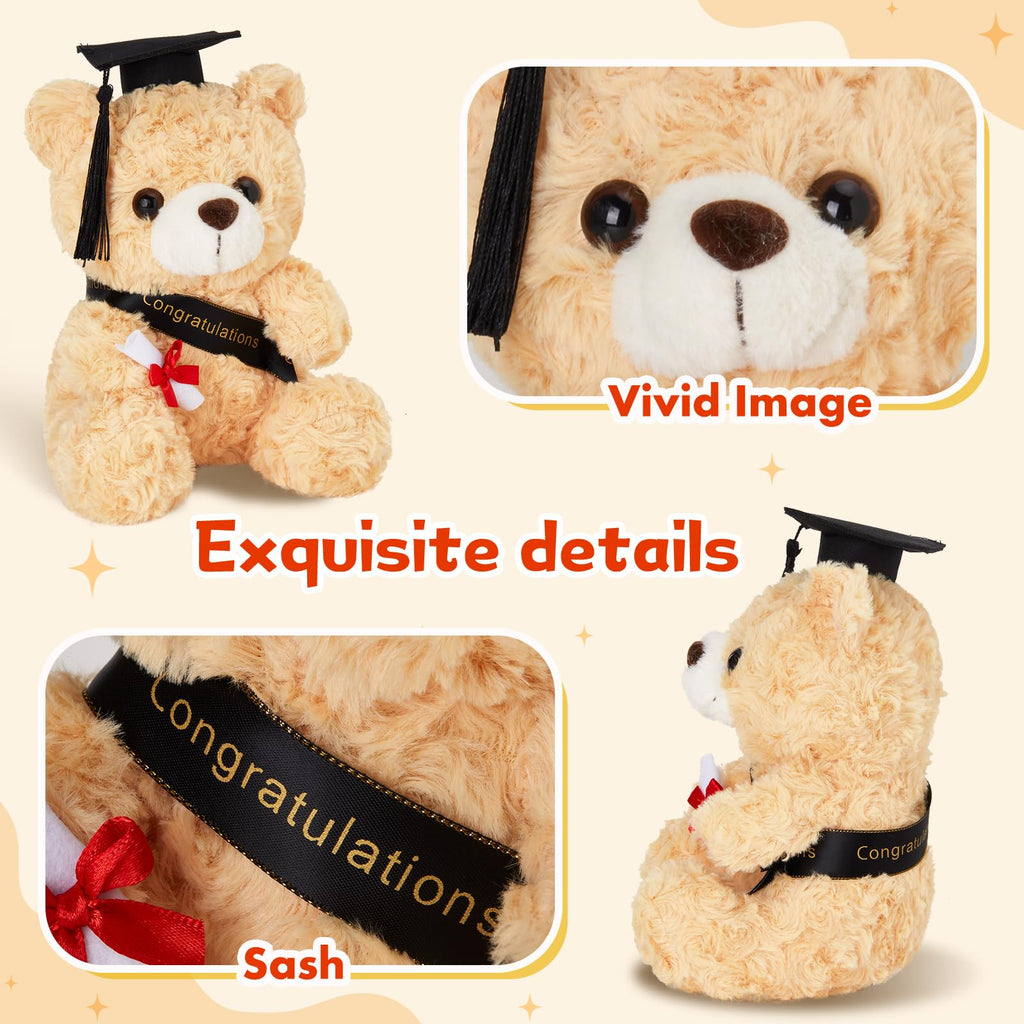 9-Inch Graduation Teddy Bear with Cap and Diploma – Soft Plush, Machine Washable, Class of 2026 Gift