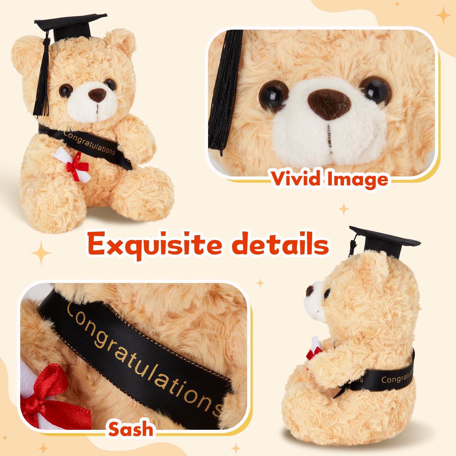 9-Inch Graduation Teddy Bear with Cap and Diploma – Soft Plush, Machine Washable, Class of 2026 Gift