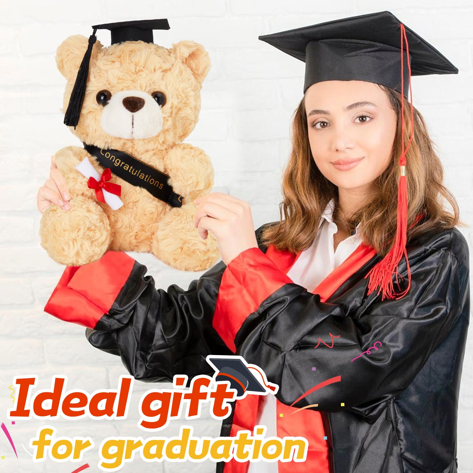 9-Inch Graduation Teddy Bear with Cap and Diploma – Soft Plush, Machine Washable, Class of 2026 Gift