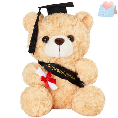 9-Inch Graduation Teddy Bear with Cap and Diploma – Soft Plush, Machine Washable, Class of 2026 Gift
