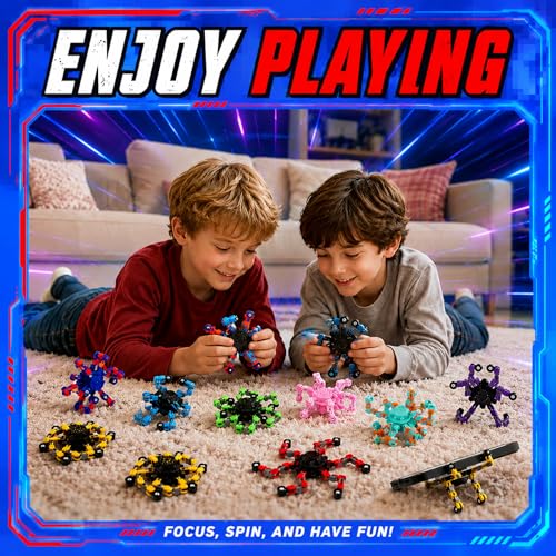 9-Pack 2-in-1 Transformable Fidget Spinners – Robot Sensory Toys for Kids, Quiet Spinning Bearings, Party Favors, Travel Stress Relief