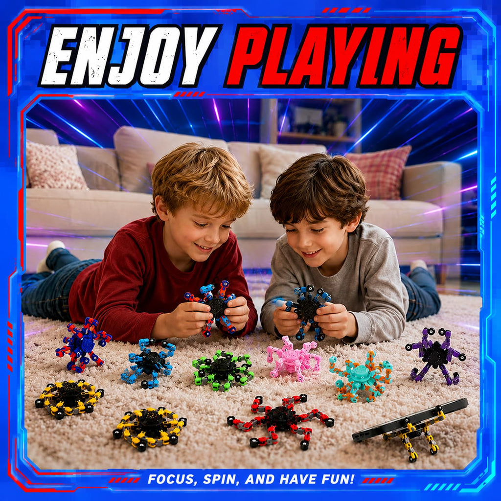 9-Pack 2-in-1 Transformable Fidget Spinners – Robot Sensory Toys for Kids, Quiet Spinning Bearings, Party Favors, Travel Stress Relief