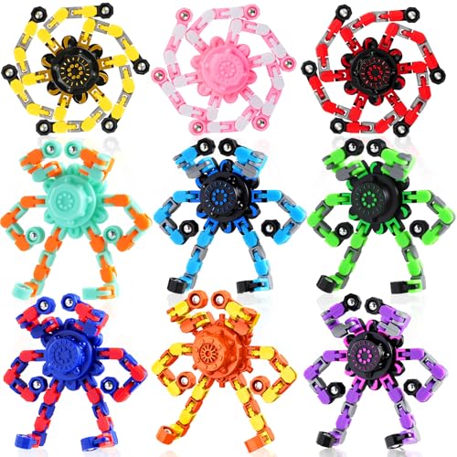 9-Pack 2-in-1 Transformable Fidget Spinners – Robot Sensory Toys for Kids, Quiet Spinning Bearings, Party Favors, Travel Stress Relief