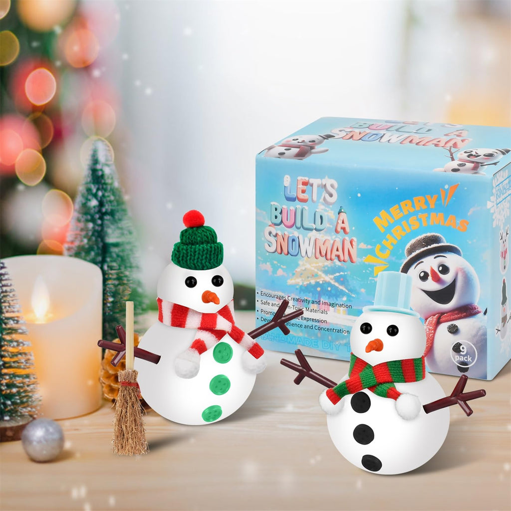 9-Pack Build a Snowman Kit – Air Dry Clay Christmas Crafts for Kids, Teens, Stocking Stuffers Under $10