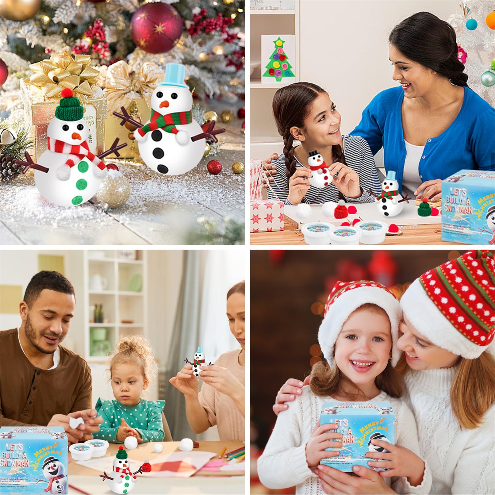 9-Pack Build a Snowman Kit – Air Dry Clay Christmas Crafts for Kids, Teens, Stocking Stuffers Under $10