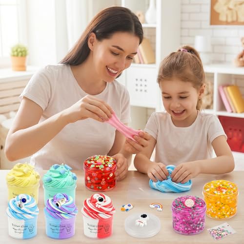 9-Pack Slime Kit with Butter Slime and Crunchy Jelly Slime - Soft, Non-Sticky, Washable - Sensory Toy for Kids Ages 3+