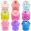 9 Pack Slime Kit with Jelly Cube Crunchy, Cloud & Butter Slimes - Non-Sticky, Pre-Made Stress Relief Toy for Kids