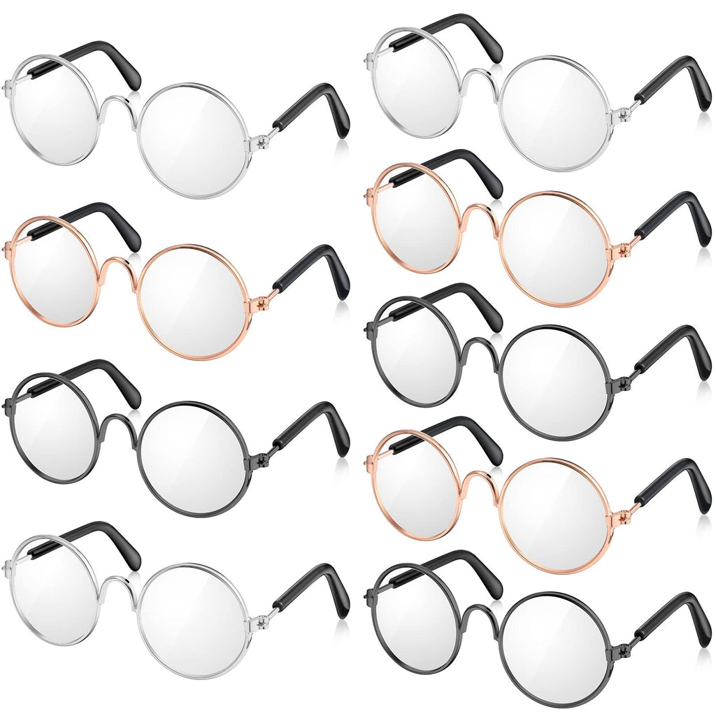9 Pairs Doll Glasses Metal Wire Rim Clear Lens for 18 Inch Dolls Costume Accessory