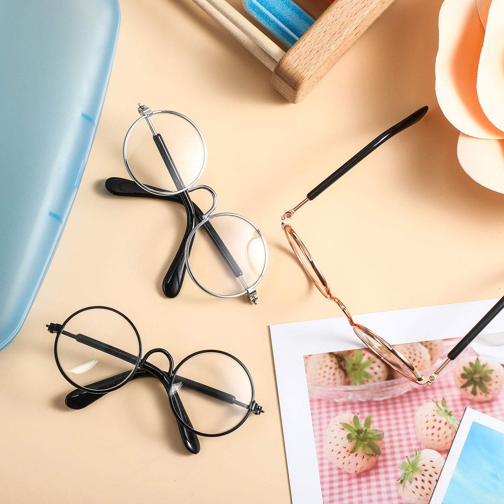 9 Pairs Doll Glasses Metal Wire Rim Clear Lens for 18 Inch Dolls Costume Accessory