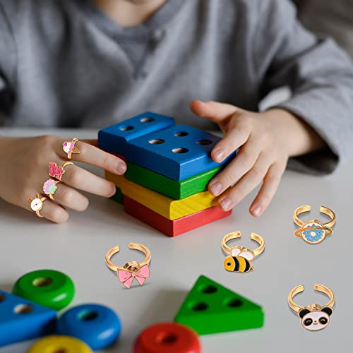 9-Piece Adjustable Fidget Ring Set – Rotating Spinner Rings for Stress Relief, Alloy, Colorful