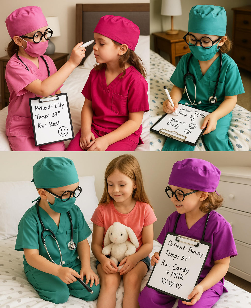 9-Piece Kids Doctor Costume Set with Working Stethoscope for Ages 3-12
