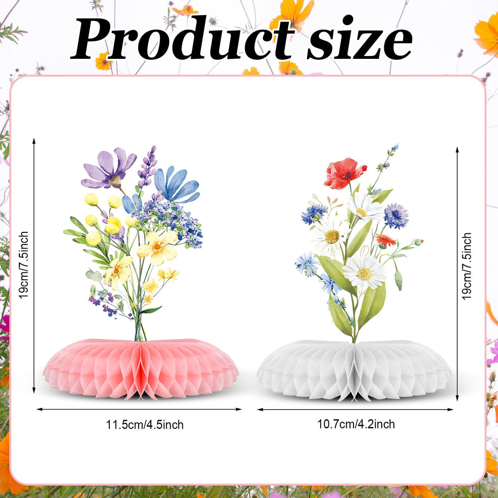 9-Piece Wildflower Baby Shower Centerpieces Set - Honeycomb Table Decorations by Weekgrat (19 cm Tall)