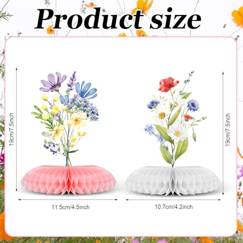 9-Piece Wildflower Baby Shower Centerpieces Set - Honeycomb Table Decorations by Weekgrat (19 cm Tall)