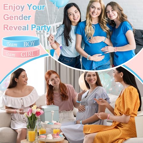 90-Piece Gender Reveal Bracelets Set – Team Boy and Team Girl Silicone Wristbands for Party Guests