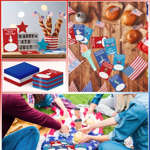 90-Piece Patriotic Joke Scratch-Off Cards with Envelopes, 4th of July 250th Anniversary Party Favor, 3x4 inch