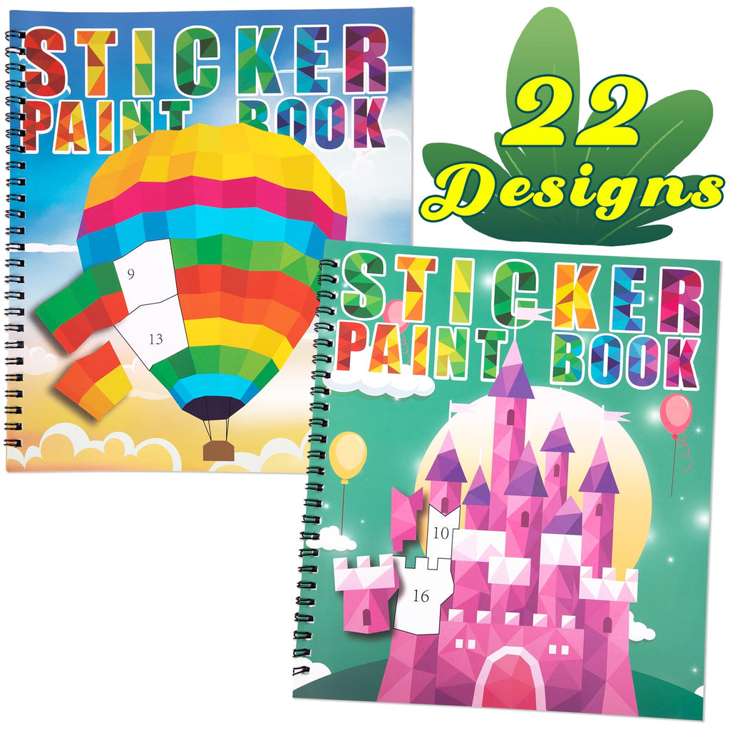 90shine 2-Pack Sticker Books for Kids Ages 4-8 – 22 Scenes, Repositionable Stickers, Perforated Pages