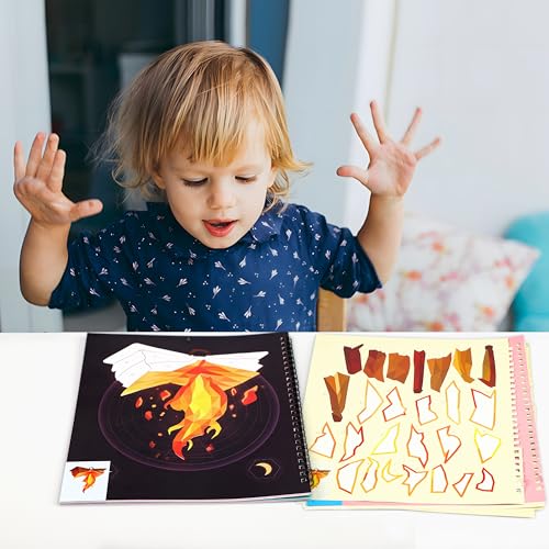 90shine 2-Pack Sticker Books for Kids Ages 4-8 – 22 Scenes, Repositionable Stickers, Perforated Pages