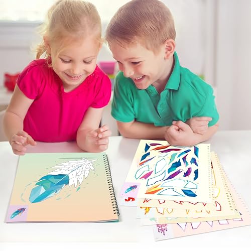 90shine 2-Pack Sticker Books for Kids Ages 4-8 – 22 Scenes, Repositionable Stickers, Perforated Pages
