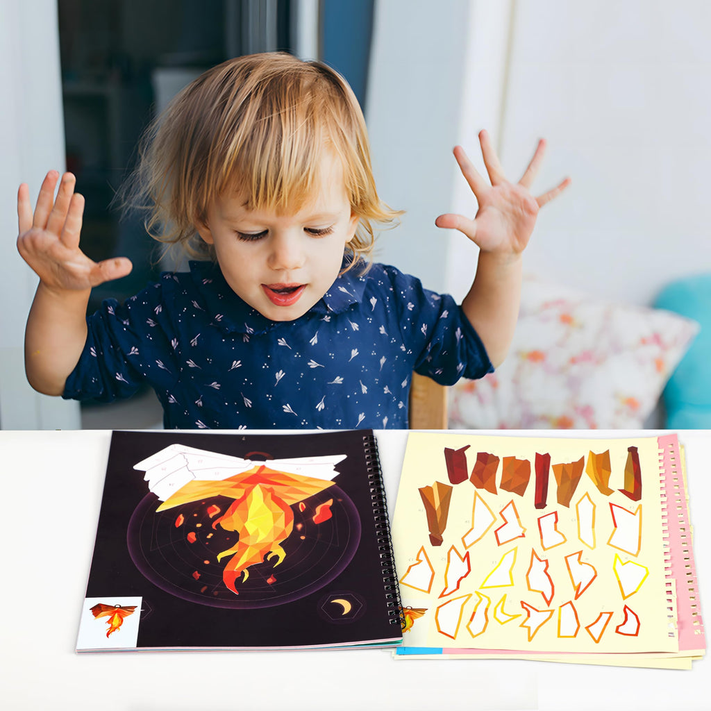 90shine 2-Pack Sticker Books for Kids Ages 4-8 – 22 Scenes, Repositionable Stickers, Perforated Pages