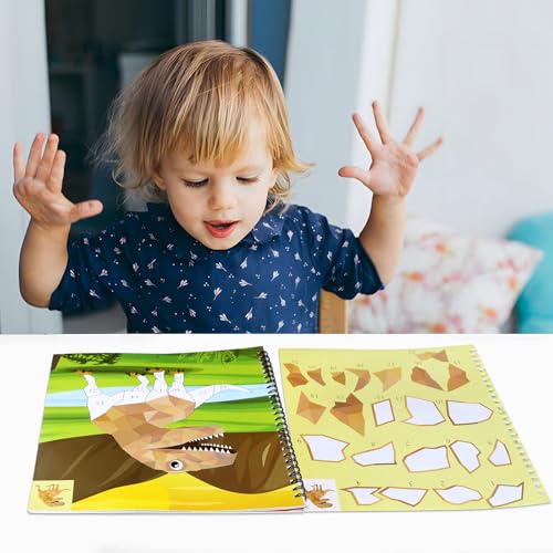 90shine Dinosaur & Underwater Sticker Books - 2 Pack with 22 Scenes for Kids Ages 4-8