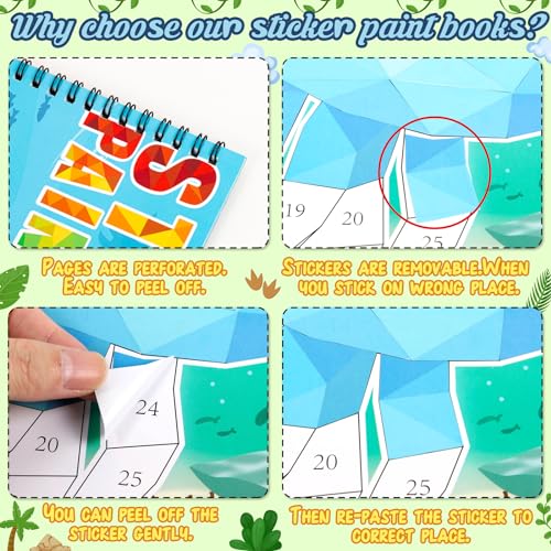 90shine Dinosaur & Underwater Sticker Books - 2 Pack with 22 Scenes for Kids Ages 4-8